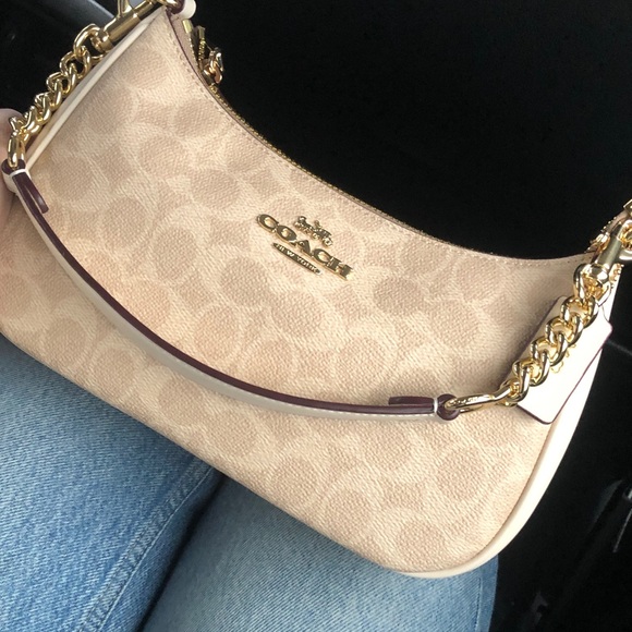 Coach Handbags - Coach Small Signature Hobo in Light Beige with Gold Hardware